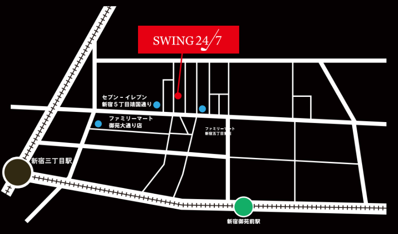 インドアゴルフSWING24/7新宿店の地図